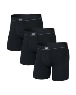 SAXX Essential Cotton Boxer Shorts Fly black/black Men's - 3 pieces
